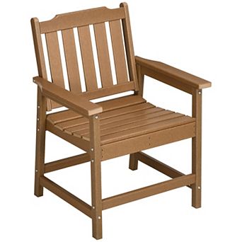 Outsunny Patio Chair With Armrests, Slatted Back Armchair