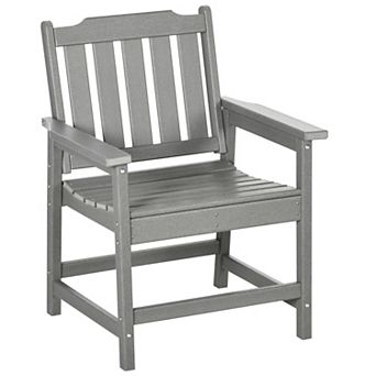 Outsunny Patio Chair With Armrests, Slatted Back Armchair