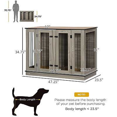 2 in 1 Small big Dog Crate Furniture W Divider Panel Double Locks