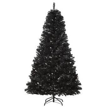 7ft Fake Xmas Holiday Halloween Tree Decor With Foldable Base Set, Black