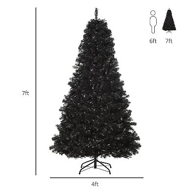 7ft Fake Xmas Holiday Halloween Tree Decor With Foldable Base Set, Black