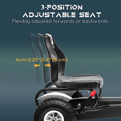 Aosom Kids Pedal Go Kart W/ Adjustable Seat, Rubber Wheels, White