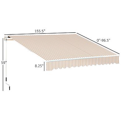 13'x8' Manual Retractable Sun Shade Shelter Outdoor Patio Awning Canopy Tan