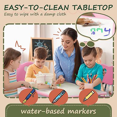 Kids Table And Chair Set，adjustable Height, Easy To Clean Table Surface