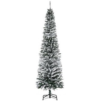 7.5' Artificial Snow Flocked Christmas Holiday Pencil Tree Winter Decoration