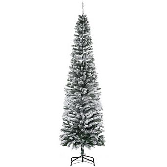 7.5' Artificial Snow Flocked Christmas Holiday Pencil Tree Winter Decoration
