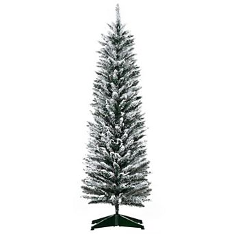 5' Snow Flocked Artificial Christmas Tree Pencil Xmas Tree W/ Branch Tips