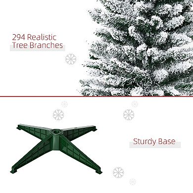 5' Snow Flocked Artificial Christmas Tree Pencil Xmas Tree W/ Branch Tips