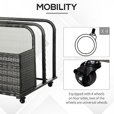 Outsunny Wicker Pool Float Storage Organizer, Pool Float Holder