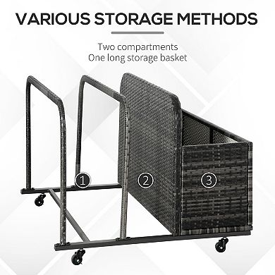 Outsunny Wicker Pool Float Storage Organizer, Pool Float Holder