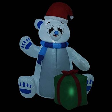 Christmas Inflatable Polar Bear With Led, Compact, Charming Holiday Decoration For Nighttime Festive