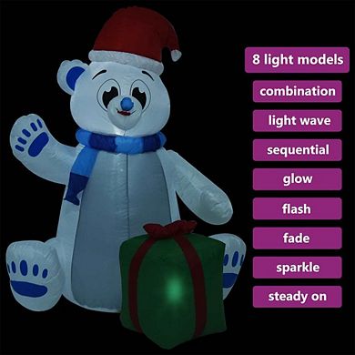 Christmas Inflatable Polar Bear With Led, Compact, Charming Holiday Decoration For Nighttime Festive