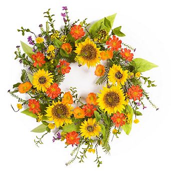 Mixed Sunflower Floral Wreath 22"d
