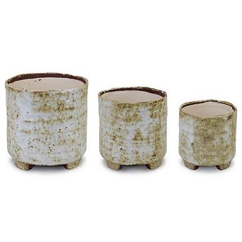 Rustic Terra Cotta Footed Planter (set Of 3)