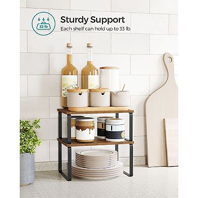 Adjustable Cabinet Shelf Organizer Set of 2 Stackable Kitchen Counter and Pantry Storage Shelves