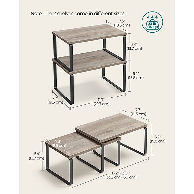 Adjustable Cabinet Shelf Organizer Set of 2 Stackable Kitchen Counter and Pantry Storage Shelves