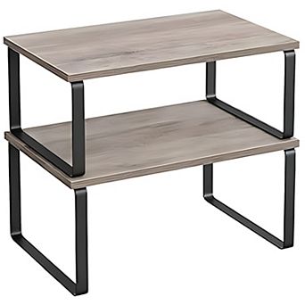 Adjustable Cabinet Shelf Organizer Set of 2 Stackable Kitchen Counter and Pantry Storage Shelves