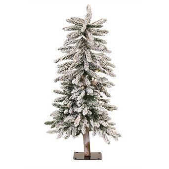 Led Flocked Alpine Pencil Tree With Metal Base 3'h
