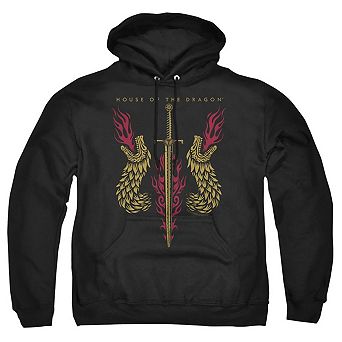 House Of The Dragon Sword And Dragon Heads Adult Pull Over Hoodie