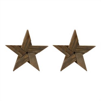 Pine Wood Star Decor (set Of 2)