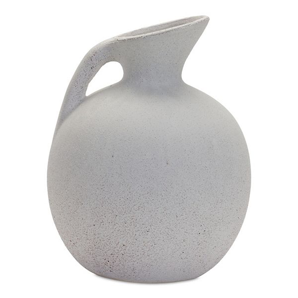 Modern White Clay Pitcher Vase 9.5"h