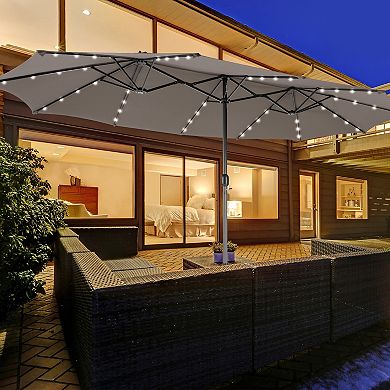 Double-sided Patio Umbrella With 48 Led Lights