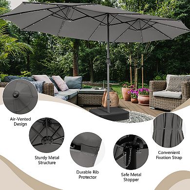 Double-sided Patio Umbrella With 48 Led Lights