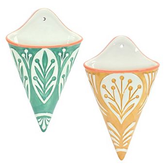 Ornamental Ceramic Wall Pocket (Set of 2)