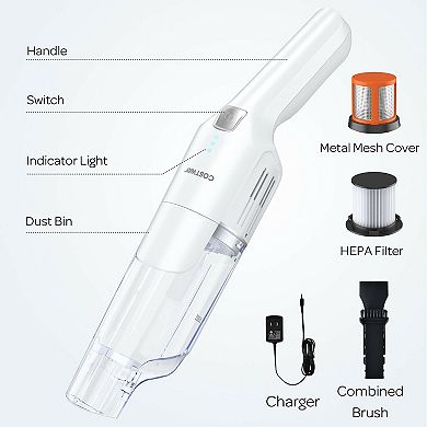 Lightweight Handheld Vacuum Cleaner Cordless Battery Powered Vacuum - White