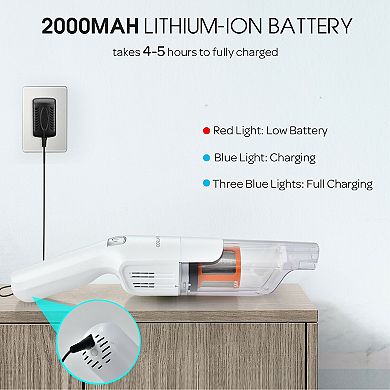 Lightweight Handheld Vacuum Cleaner Cordless Battery Powered Vacuum - White