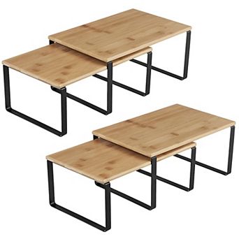 4 pc Adjustable Cabinet Shelf Organizer Set for Kitchen, Pantry, and Countertop Storage