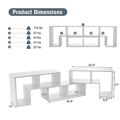 3 Pieces Adjustable TV Stand for TVs up to 65 Inch with Shelves