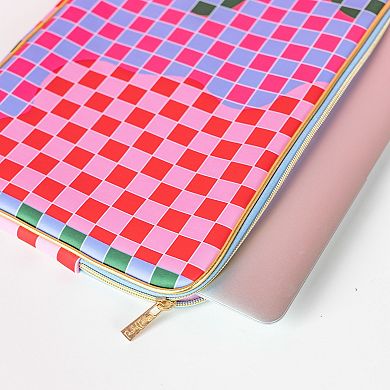 Packed Party Checkered Print Laptop Case