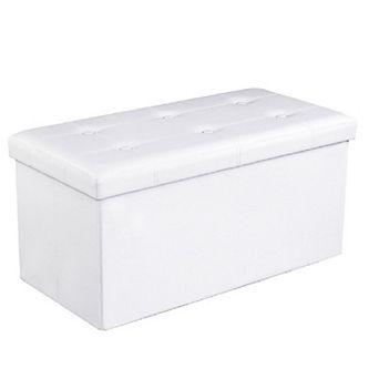 30 in Faux Leather Folding Storage Ottoman Bench, Storage Chest Coffee Table Padded Seat