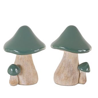 Green Garden Mushroom Décor (set Of 2)