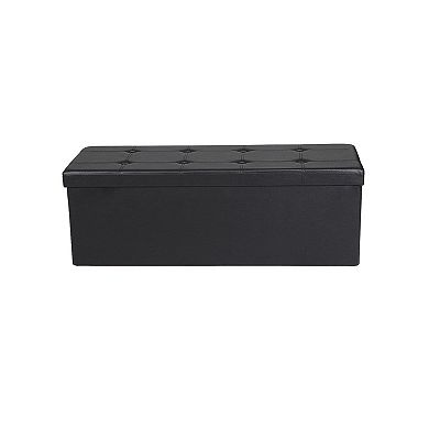 Faux Leather Folding Storage Ottoman Bench, Storage Chest Footrest Padded Seat