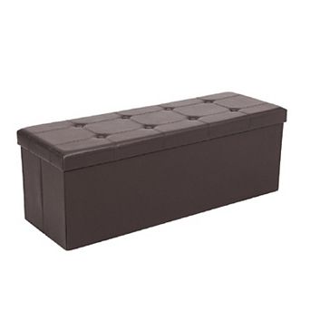 Faux Leather Folding Storage Ottoman Bench, Storage Chest Footrest Padded Seat