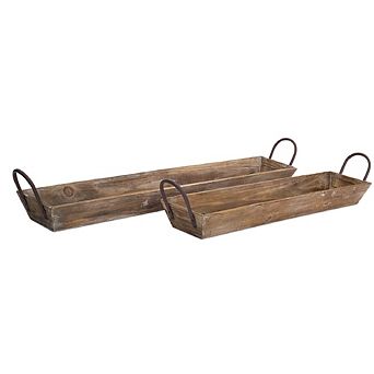 Wooden Tray With Handles (Set of 2)