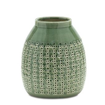 Punched Terra Cotta Vase 8"h