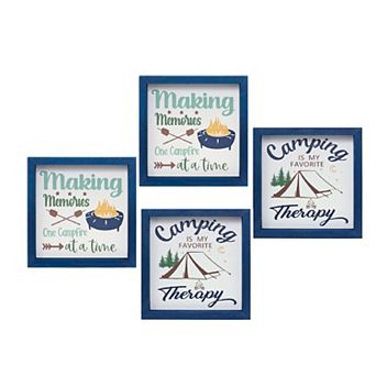 Wood Framed Camping Sentiment Sign (Set of 4)