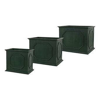 Green Wood Rectangle Platner Box (set Of 3)