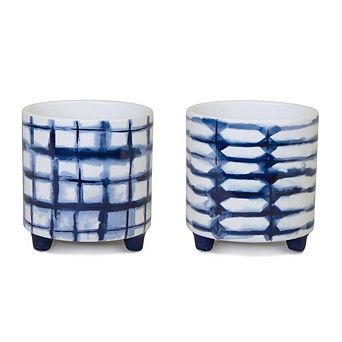 Tie-dye Design Footed Planter (set Of 2)
