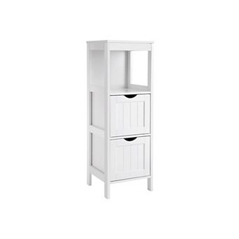 Floor Cabinet Multifunctional Bathroom Storage Organizer Rack Stand, 2 Drawers, White