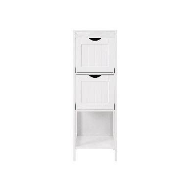 Floor Cabinet Multifunctional Bathroom Storage Organizer Rack Stand, 2 Drawers, White