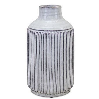 Rustic Ribbed Terra Cotta Vase 10"h