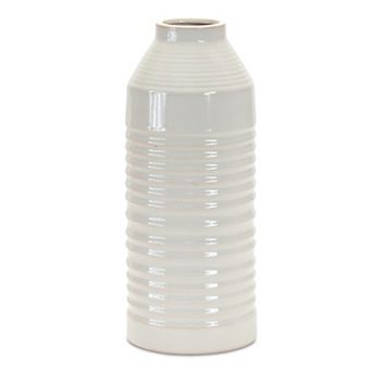 Modern Ribbed Terra Cotta Vase 14"h