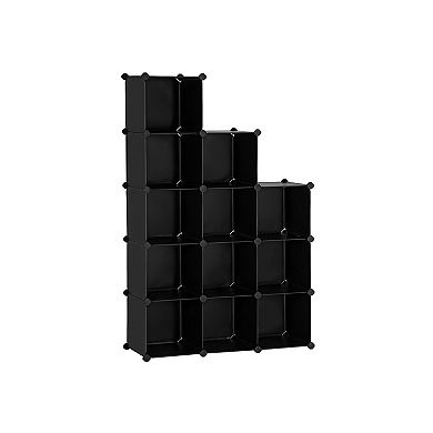 12-cube Storage Organizer, Interlocking Plastic Cubes With Divider Design