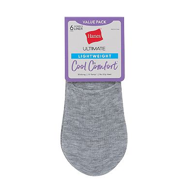 Hanes Ultimate 6-Pack Women's Cool Comfort Lightweight Liner Socks