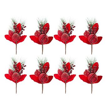 Beaded Pomegranate And Pear Pine Pick (set Of 8)