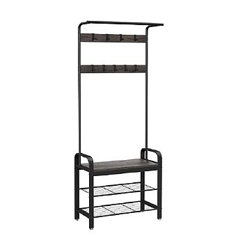 Coat Rack, Shoe Bench, Hall Tree With Storage Shelf For Entryway
